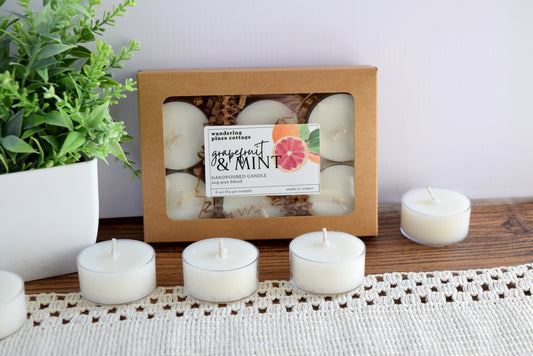 summer tealights grapefruit and mint - wandering pines cottage