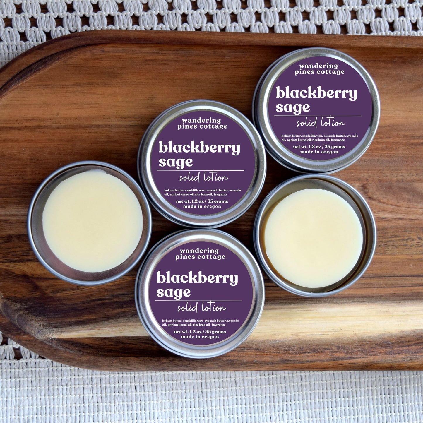 blackberry sage solid lotion tin - wandering pines cottage