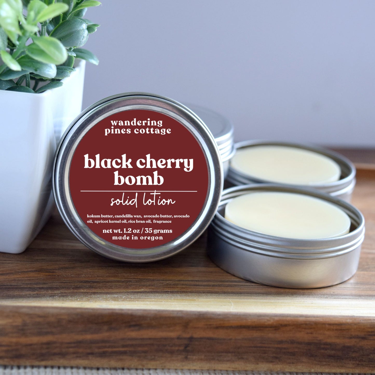 Black Cherry Bomb Solid Lotion Tin