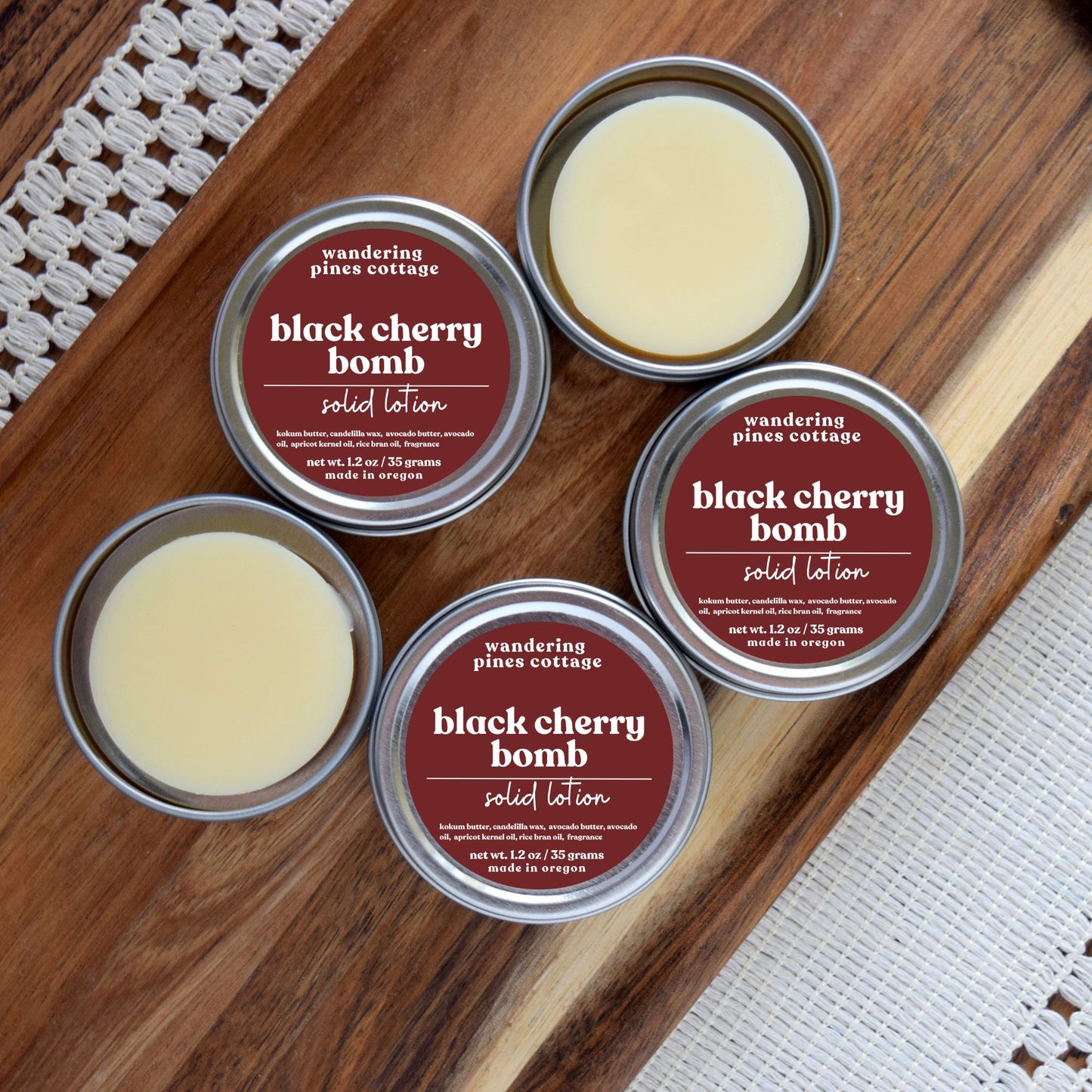 Black Cherry Bomb Solid Lotion Tin