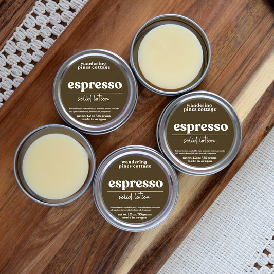espresso coffee solid lotion - wandering pines cottage