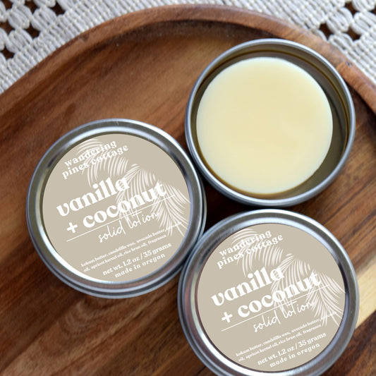 Vanilla and Coconut Solid Lotion Tin