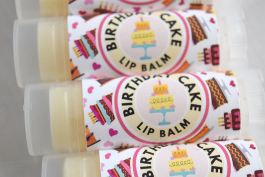 lip balm birthday cake - wandering pines cottage