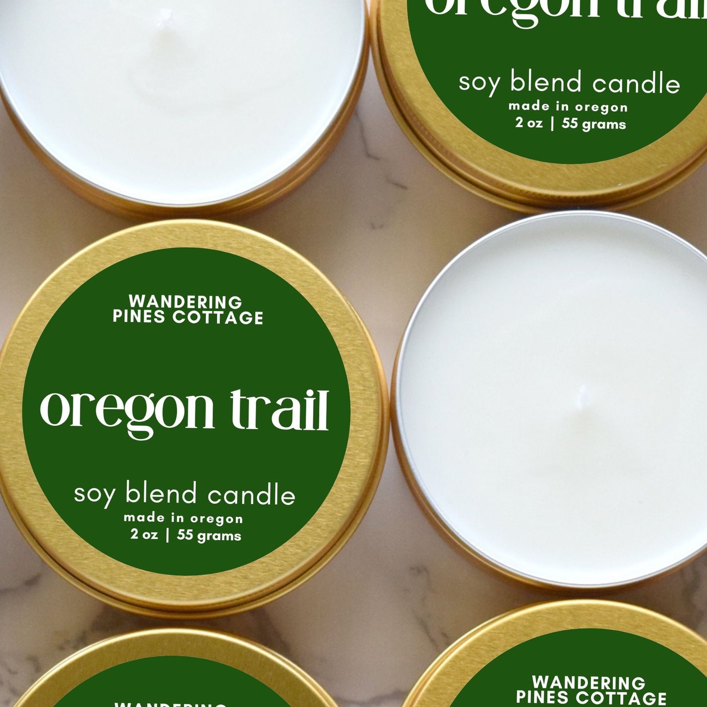 Oregon Trail Travel Candle Tin