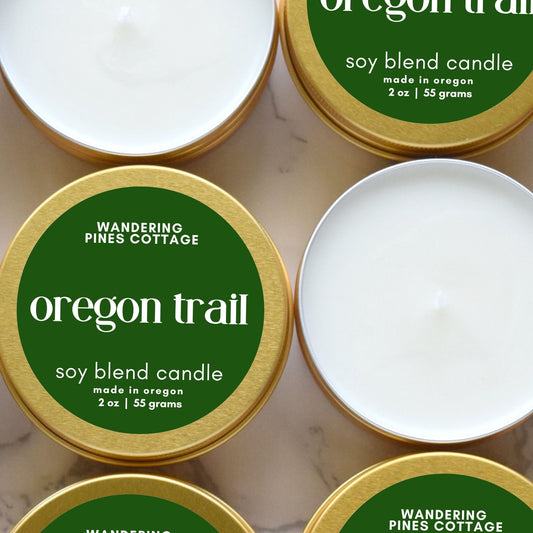 Oregon Trail Travel Candle Tin