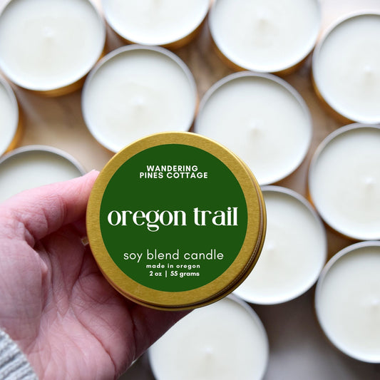 Oregon Trail Travel Candle Tin