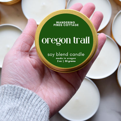 Oregon Trail Travel Candle Tin