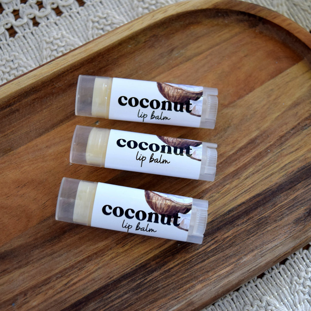 coconut flavored lip balm - wandering pines cottage