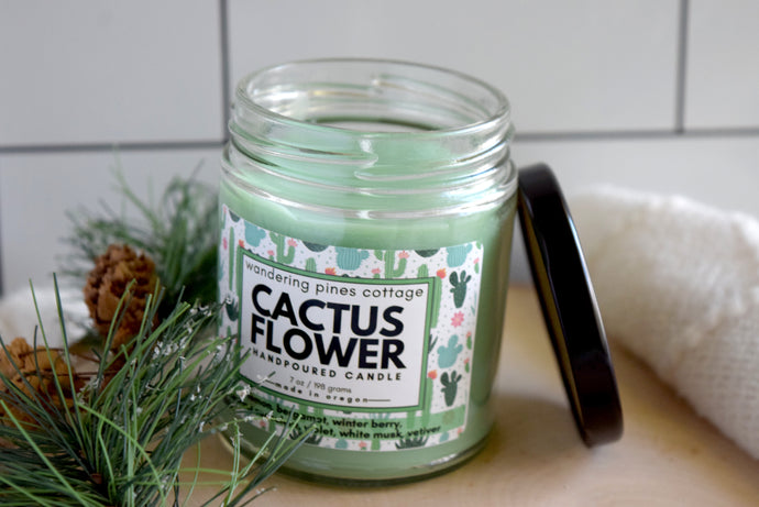Cactus Flower candle - wandering pines cottage