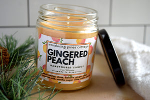 gingered peach candle - wandering pines cottage