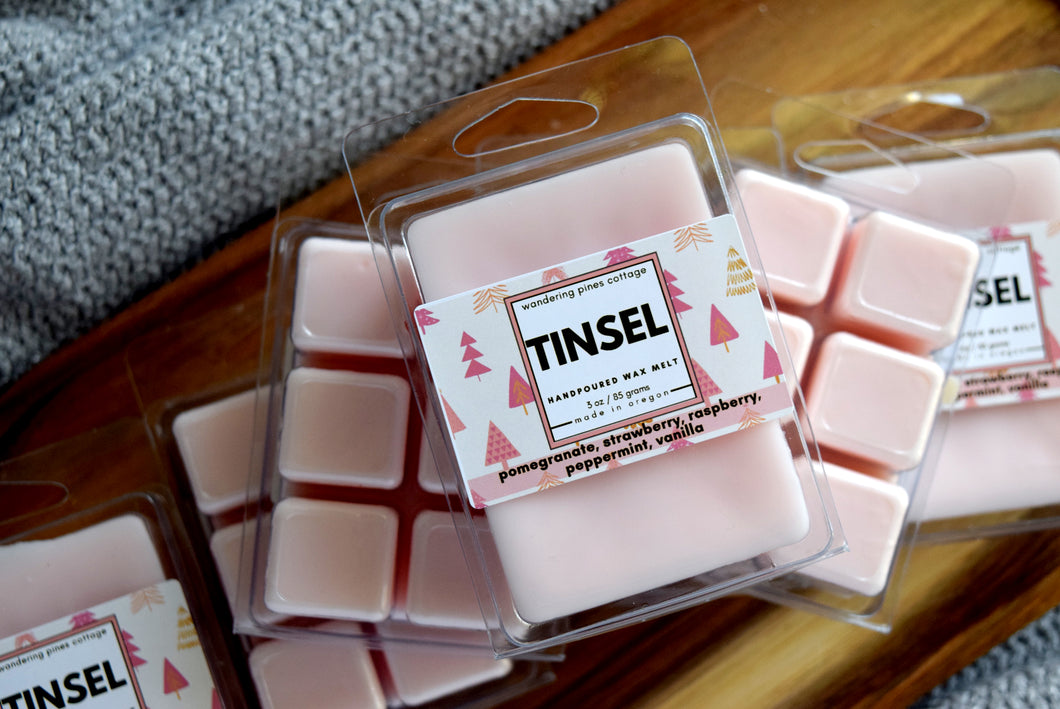 Tinsel christmas wax melt - wandering pines cottage
