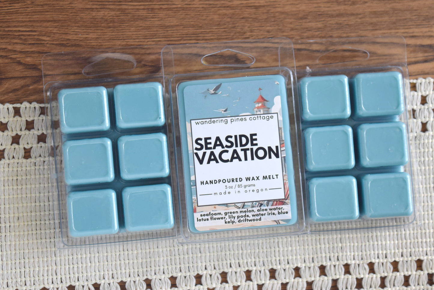 seaside vacation wax melts - wandering pines cottage