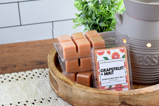 Grapefruit and Mint wax melt - wandering pines cottage