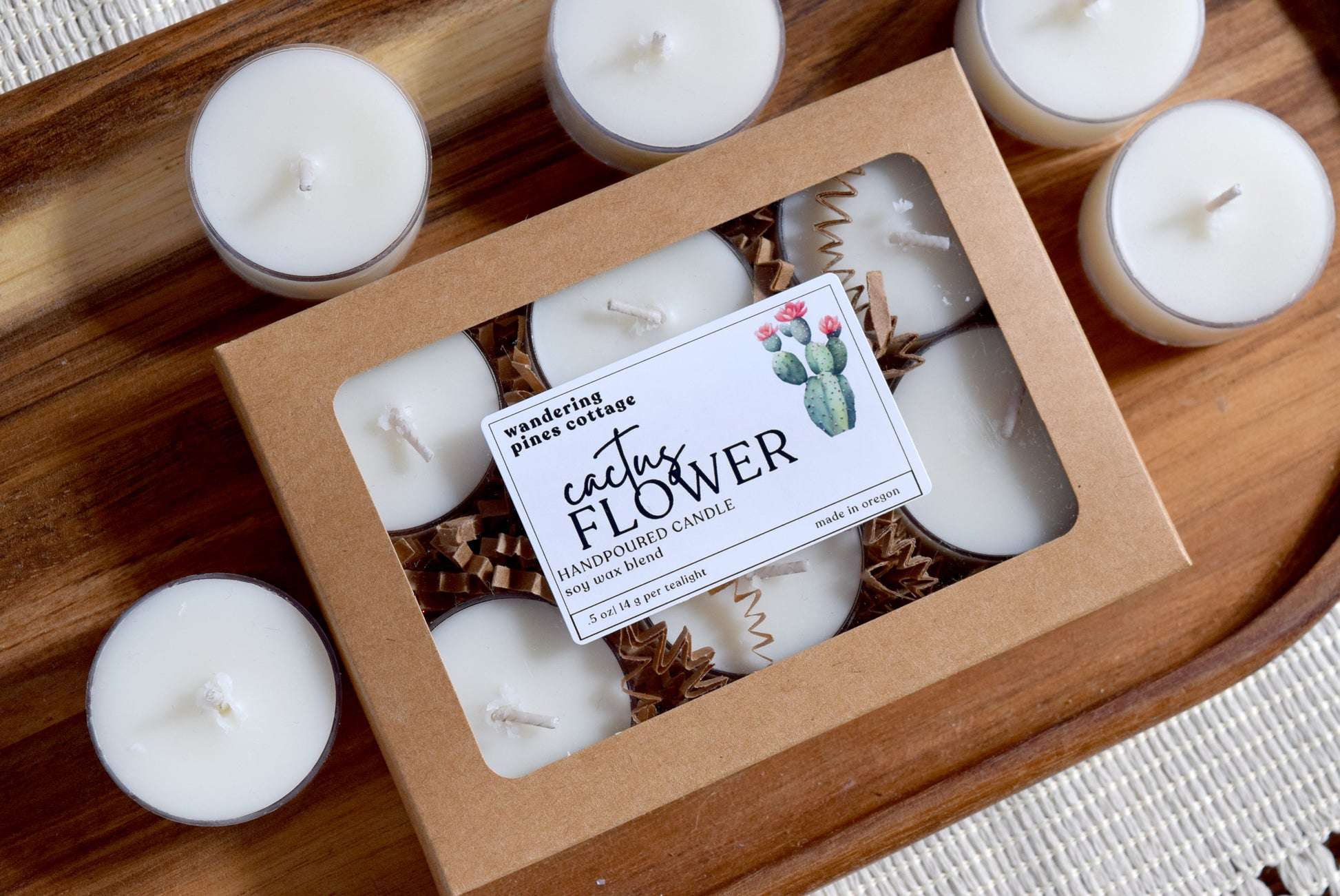 cactus flower tealights set - wandering pines cottage