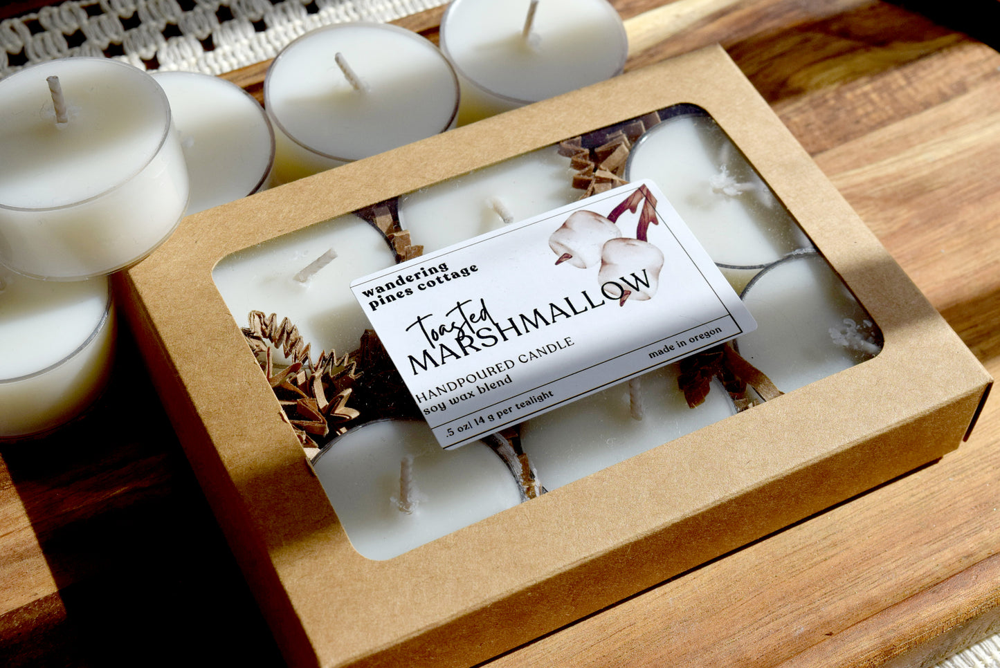 toasted marshmallow tealights - wandering pines cottage