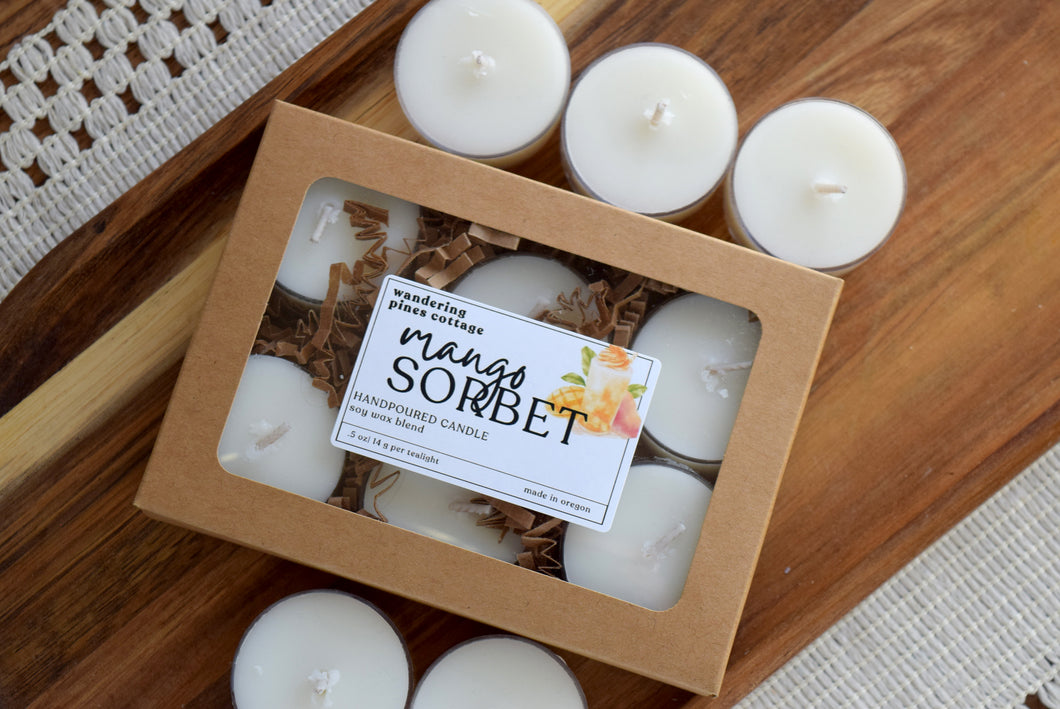 mango sorbet tealights - wandering pines cottage