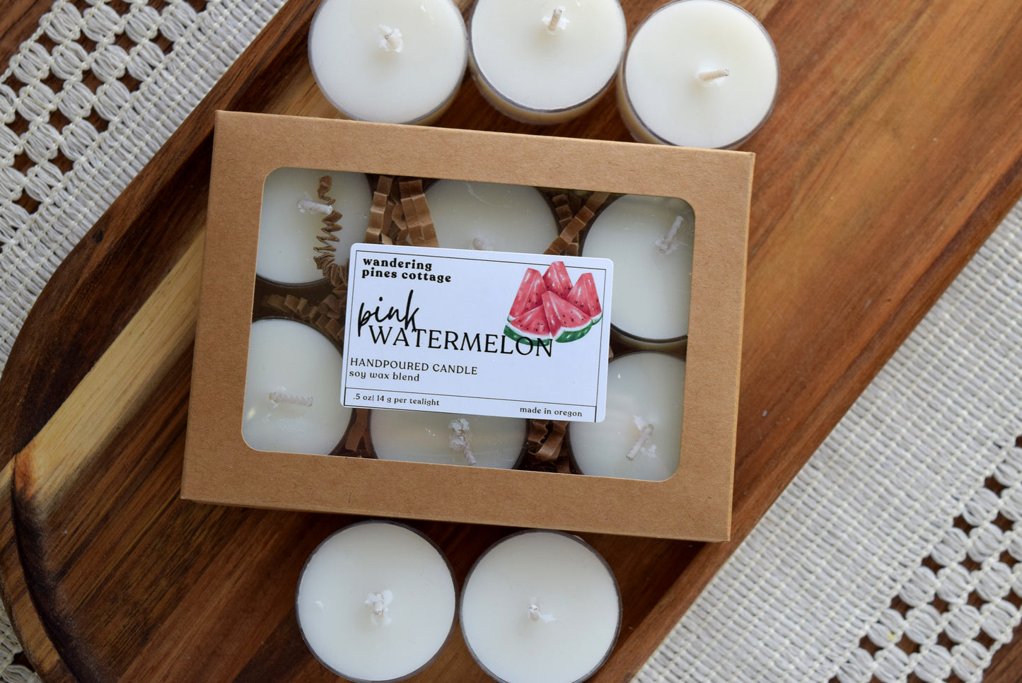tealights pink watermelon - wandering pines cottage