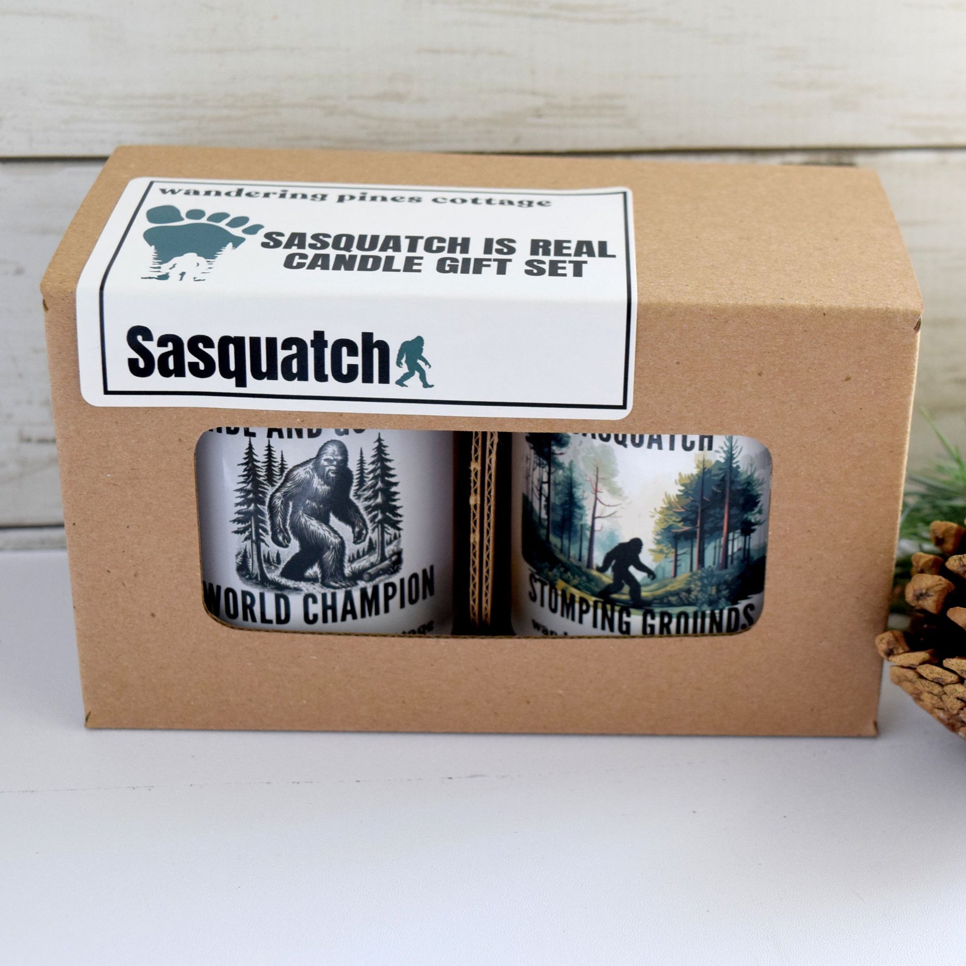 sasquatch candle gift set - wandering pines cottage