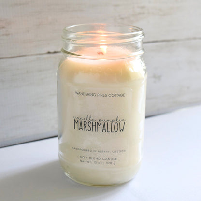 Vanilla Pumpkin Marshmallow Mason Jar Candle