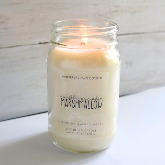 Vanilla Pumpkin Marshmallow Mason Jar Candle