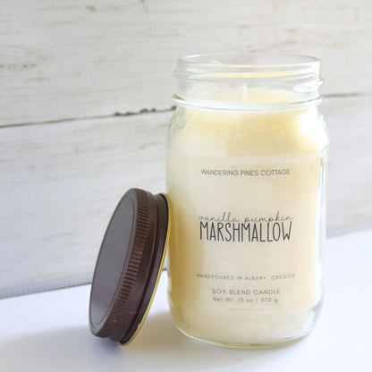Vanilla Pumpkin Marshmallow Mason Jar Candle
