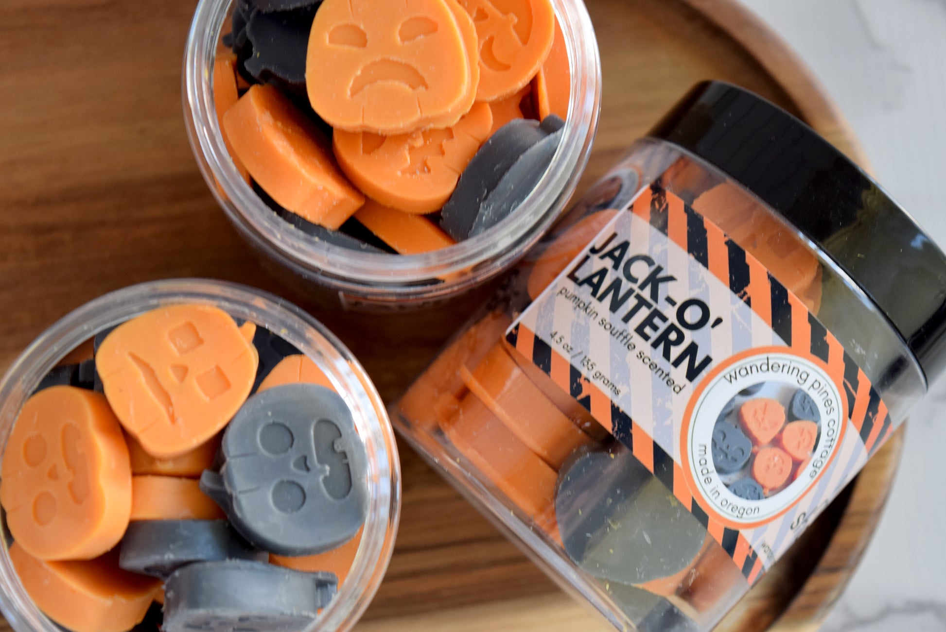 Jack O lantern halloween wax melts - wandering pines cottage
