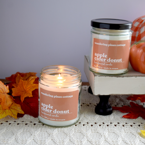 apple cider donut fall candle - wandering pines cottage