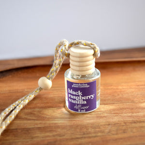 black raspberry vanilla hanging car diffuser -  wandering pines cottage