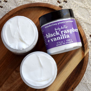 black raspberry vanilla body butter lotion - wandering pines cottage