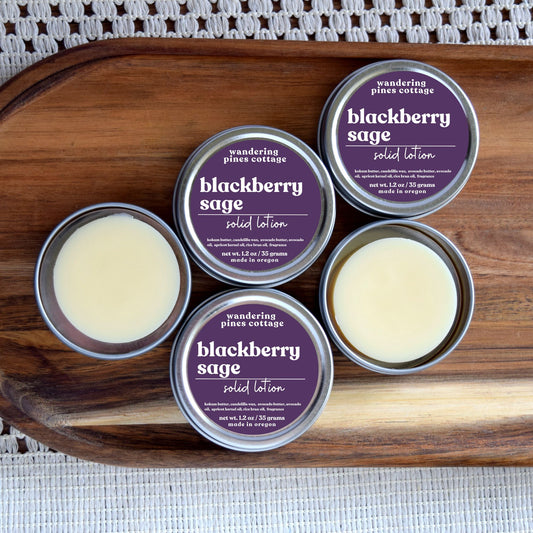 blackberry sage solid lotion tin - wandering pines cottage