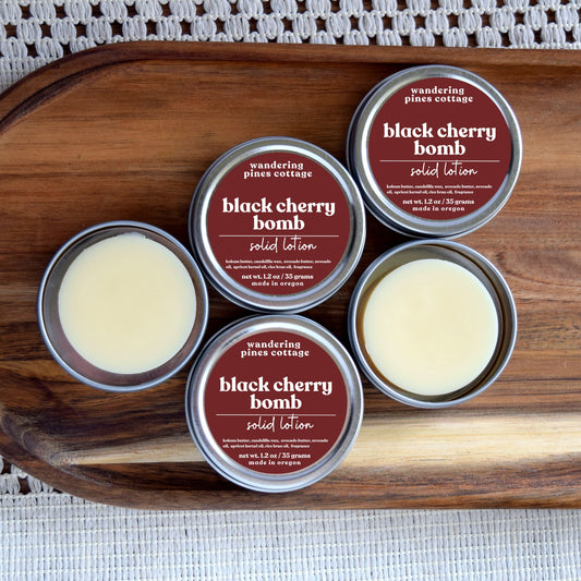 Black Cherry Bomb Solid Lotion Tin