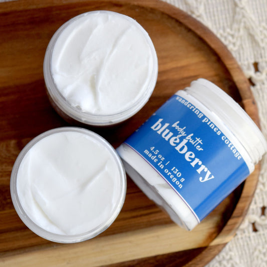 blueberry body butter lotion - wandering pines cottage