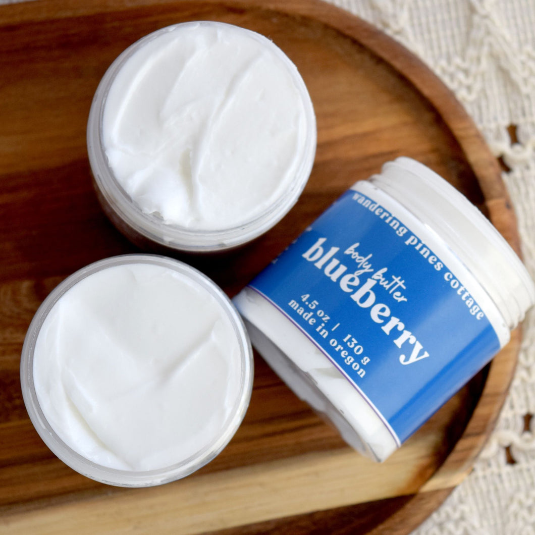 blueberry body butter lotion - wandering pines cottage