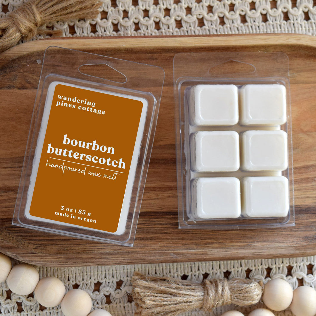 bourbon butterscotch wax melt - wandering pines cottage