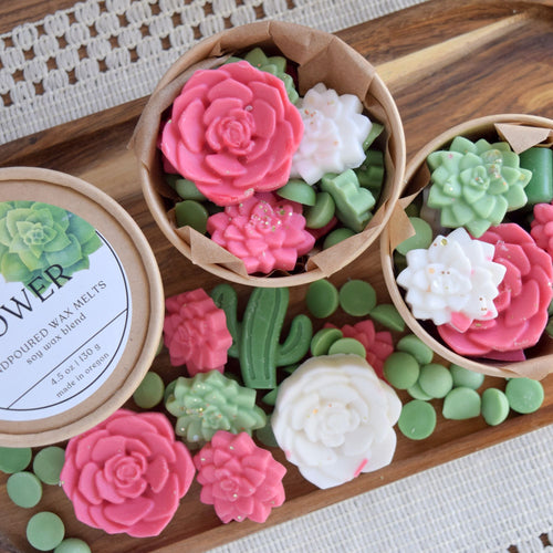 succulent shaped wax melts - wandering pines cottage