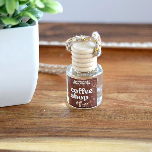 coffee shop hanging car diffuser - wandering pines cottage