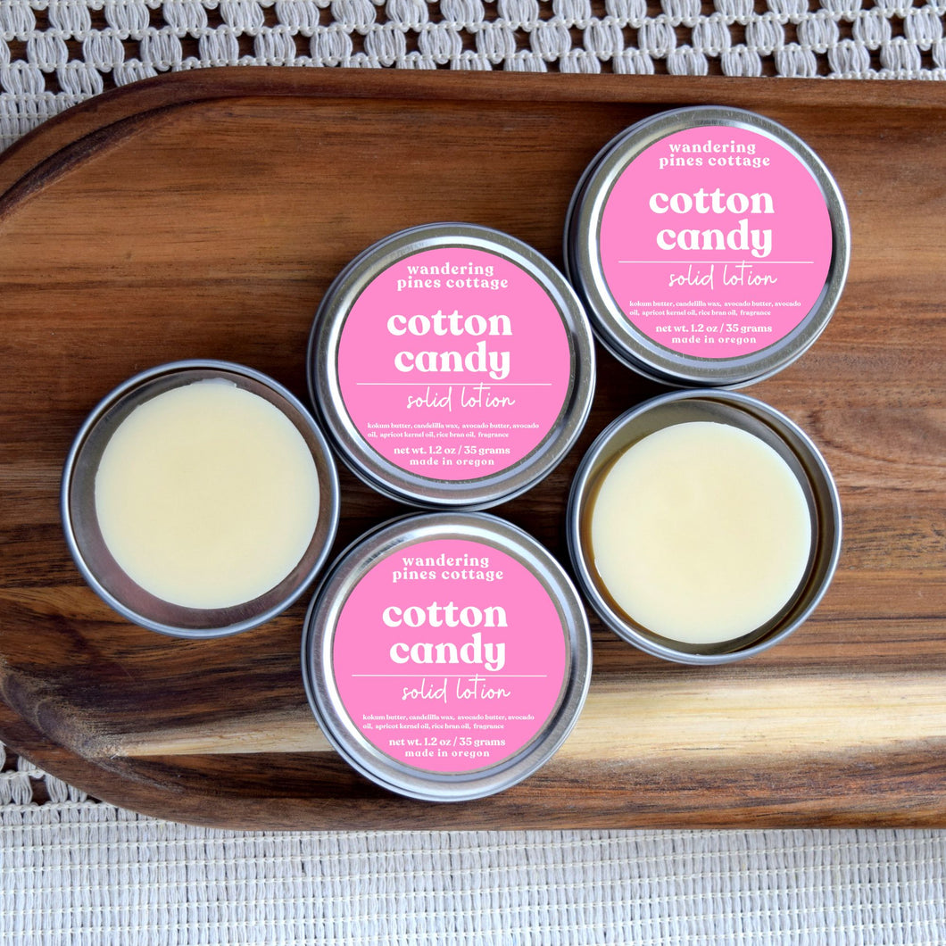 cotton candy solid lotion tin - wandering pines cottage