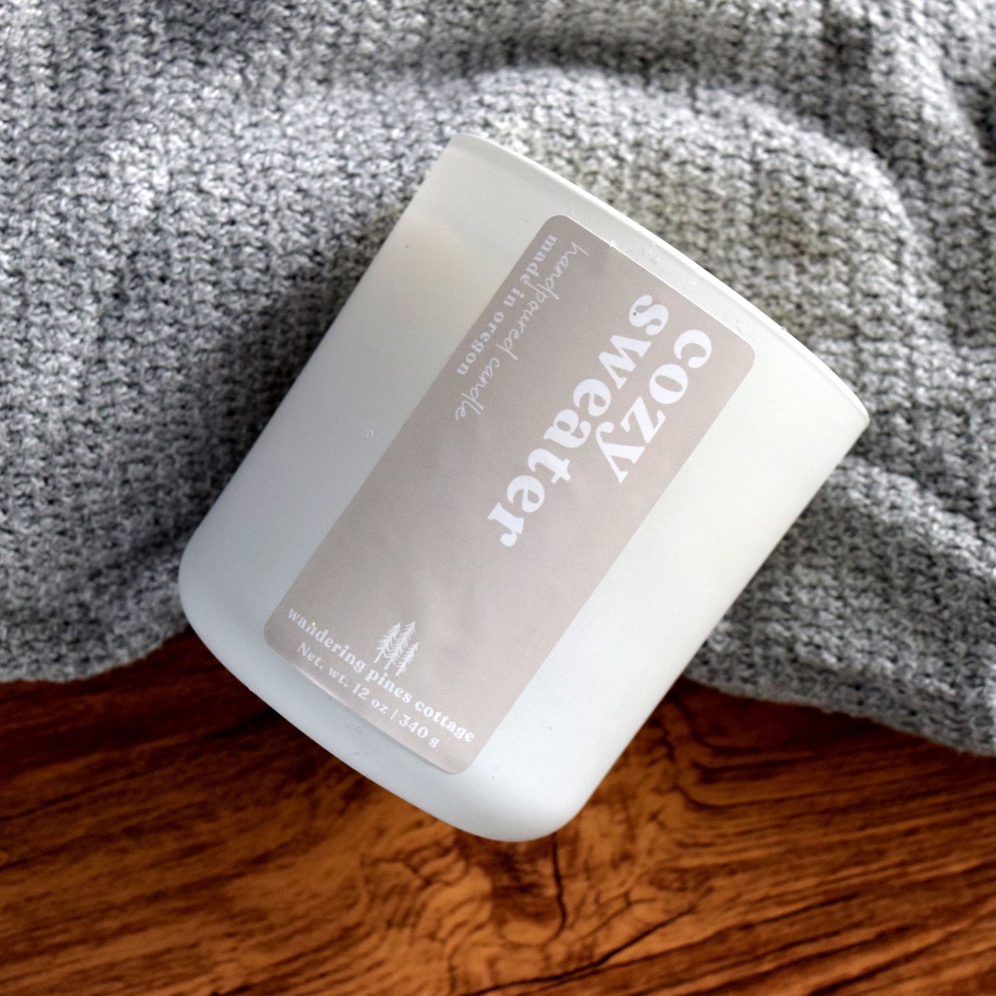 cozy sweater large candle fall - wandering pines cottage