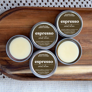 espresso solid lotion tin - wandering pines cottage