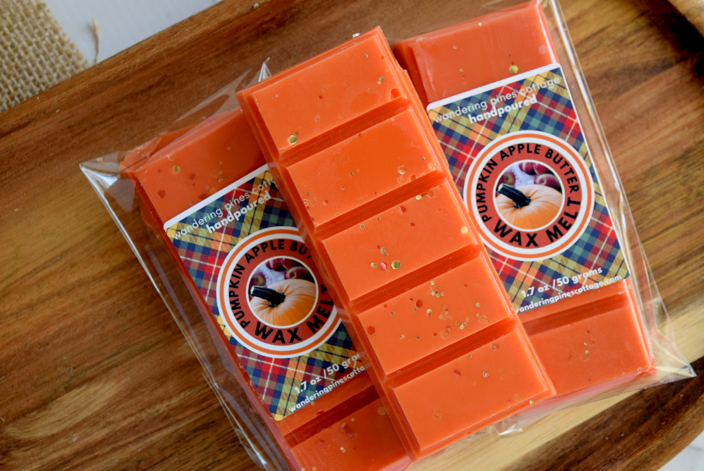pumpkin apple snap bar wax melt - wandering pines cottage