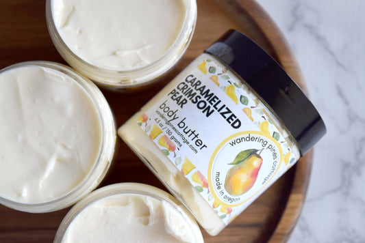 caramelized crimson pear body butter - wandering pines cottage