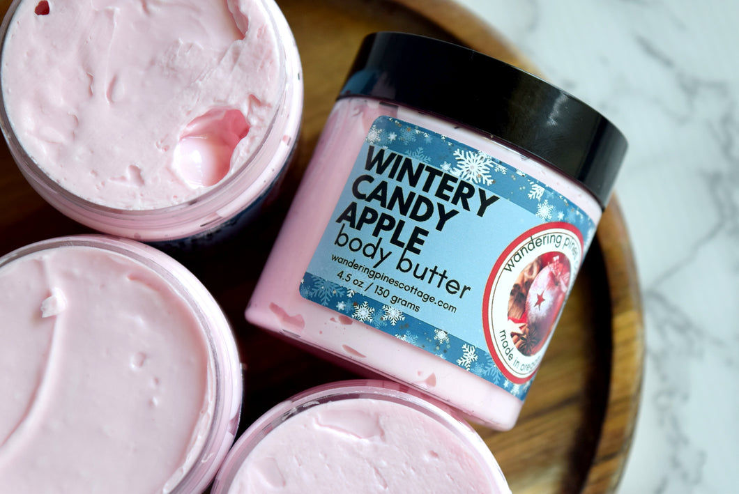 wintery candy apple body butter - wandering pines cottage