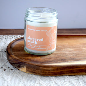 gingered peach clean burning candle - wandering pines cottage