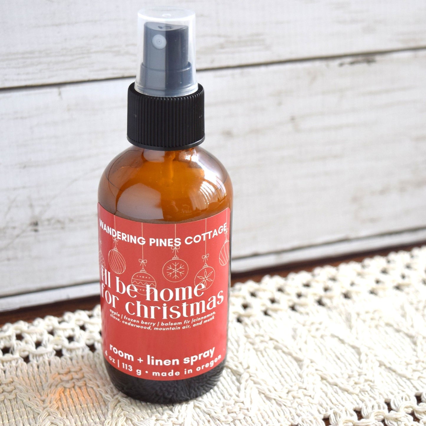 home for christmas room spray in glass bottle - wandering pines cottage