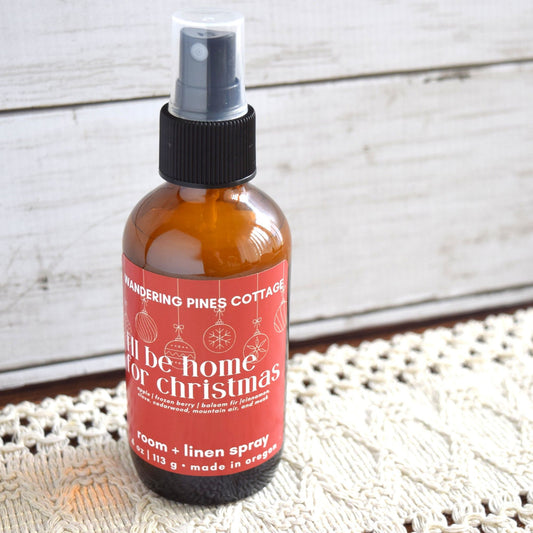 home for christmas room spray in glass bottle - wandering pines cottage