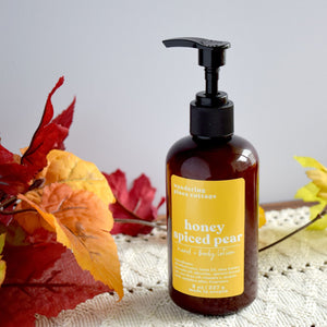 honey spiced pear lotion -- wandering pines cottage