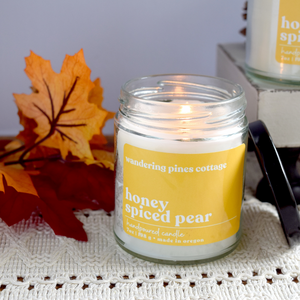 honey spiced pear fall candle - wandering pines cottage