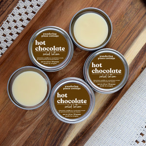 Hot Chocolate solid lotion in a tin