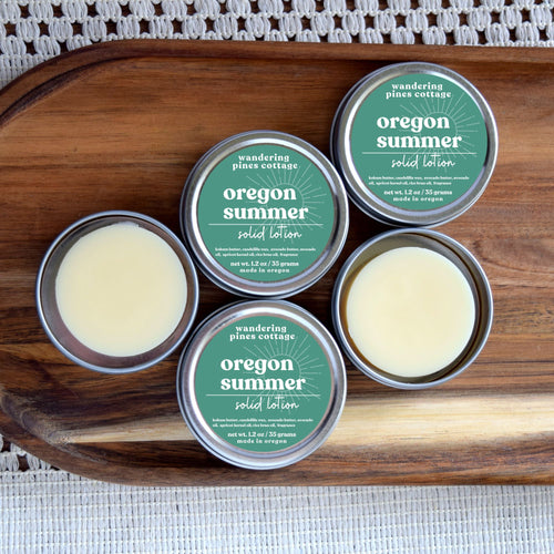 oregon summer solid lotion in a tin - wandering pines cottage