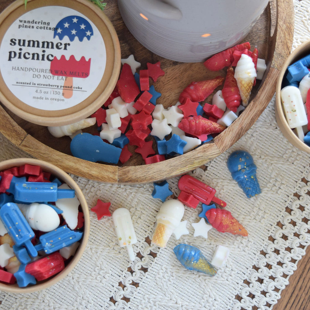 patriotic wax melts strawberry pound cake - wandering pines cottage